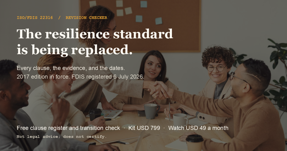 ISO 22316 Revision Checker social card